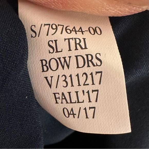 🍓Banana Republic double bow shift dress navy and silver vertical stripe size 0 - Picture 12 of 12